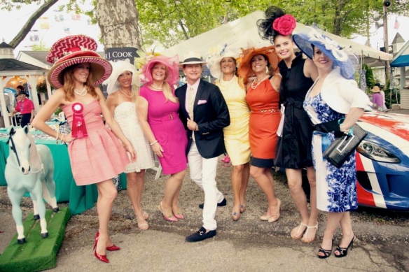 Ladies Hat Day competitors and winners with Carson Kressley (judge) photo by Brenda Carpenter